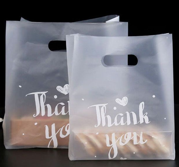 Thank You Plastic Gift Bag Bread Storage Shopping Bag with Handle Party Wedding Plastic Candy Cake Wrapping Bags