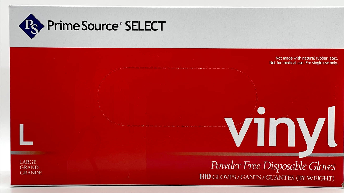 Vinyl Latex Free, Powder Free Industrial Disposable Gloves, Large, Clear, 100/Box