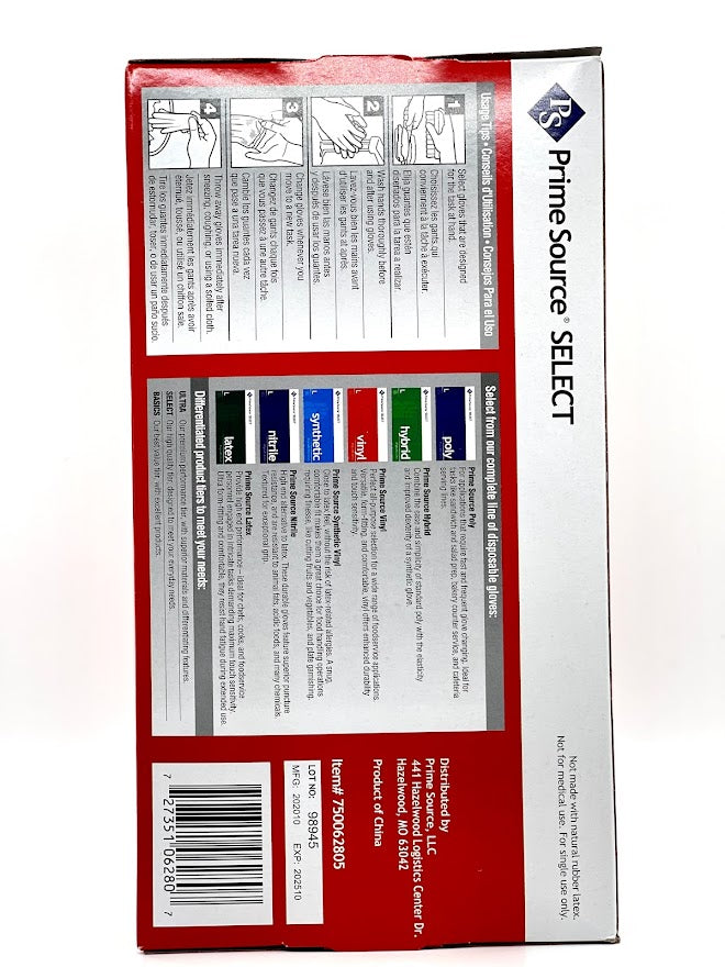 Vinyl Latex Free, Powder Free Industrial Disposable Gloves, Large, Clear, 100/Box