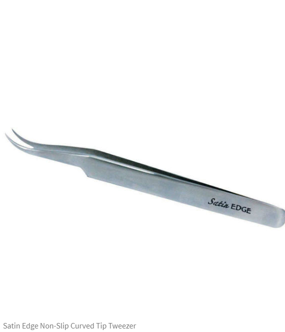 Satin Edge Non-Slip Curved Tip Tweezer