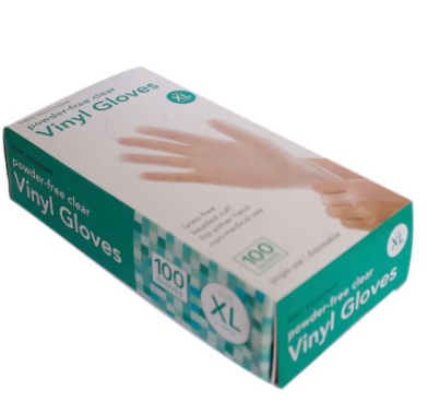 Vinyl Latex Free, Powder Free Industrial Disposable Gloves, Large, Clear, 100/Box
