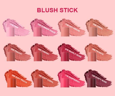 Makeup High Pigment Blush Vegan Blusher Stick with Brush. Summer Breeze.