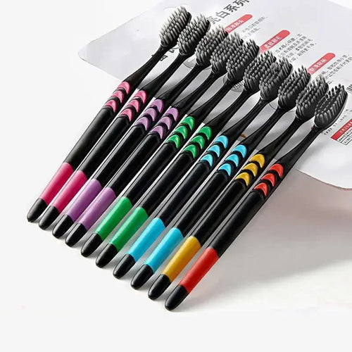 10 Pieces Packed Soft Bristle Bamboo Charcoal Black Hair Ultra-Fine