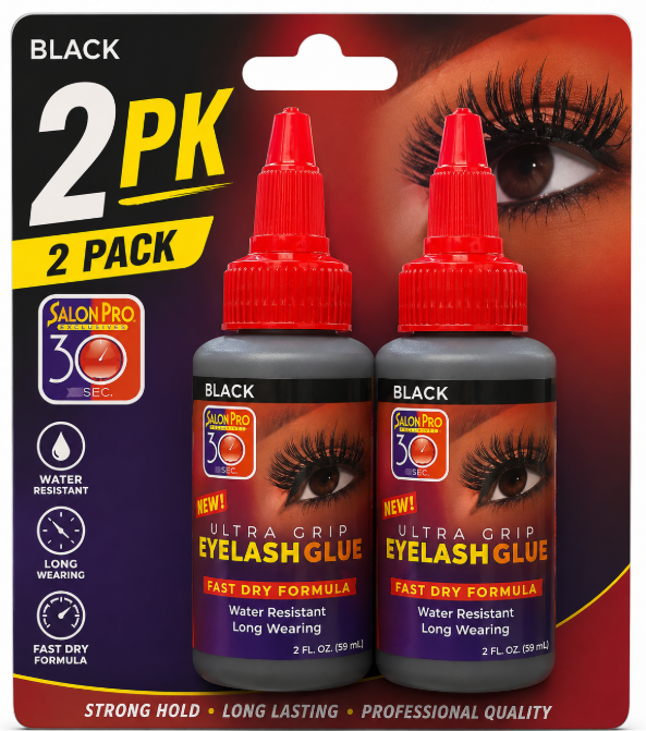 Salon Pro 30 Second Eyelash Glue for Strip Lashes, Black, 2 Fl. oz 1 pack