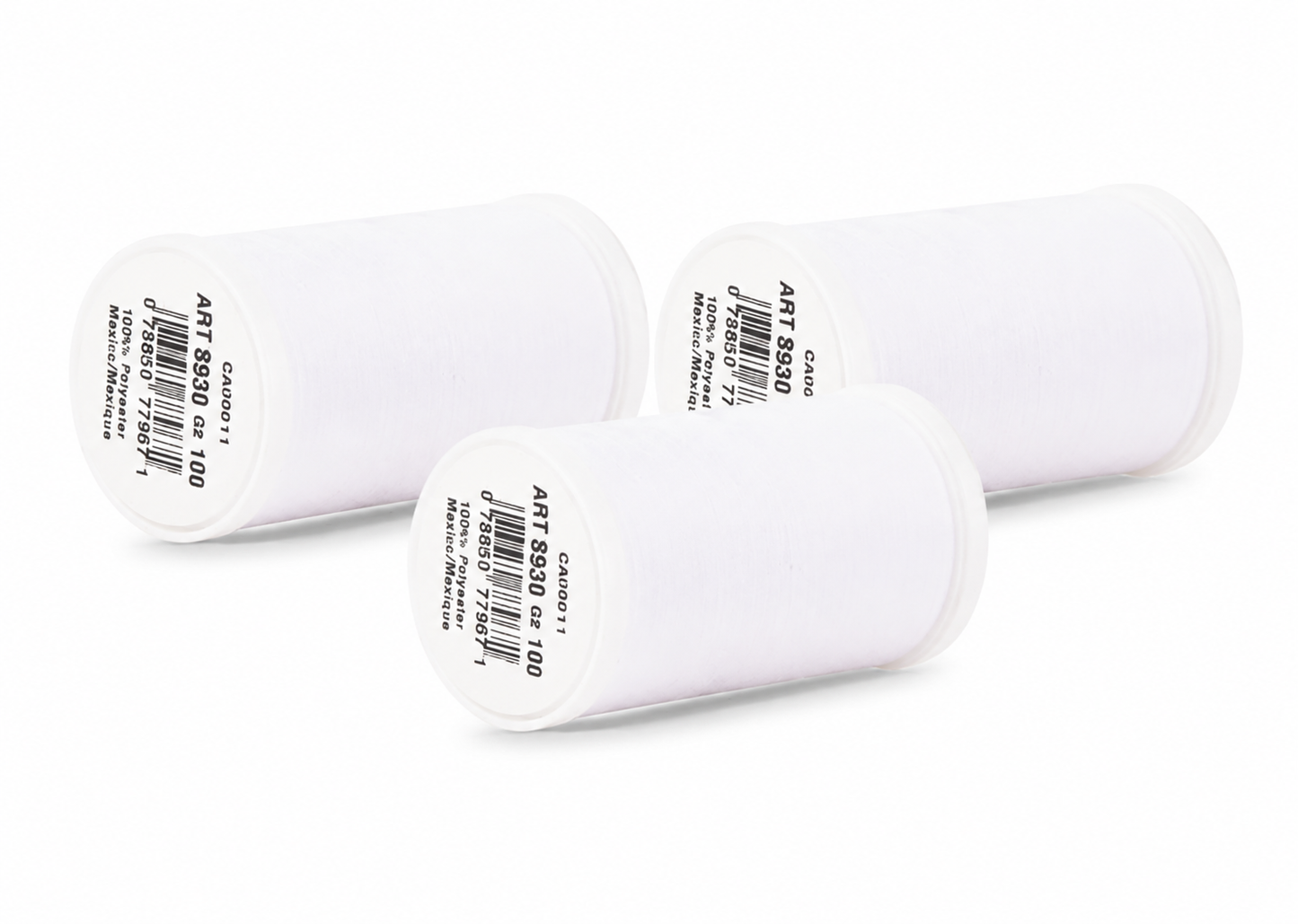 Coats S930 Dual Duty XP All-Purpose Poly Wrapped Poly Core Thread - Tex 30 - 500 Yds. - White 3 Pack