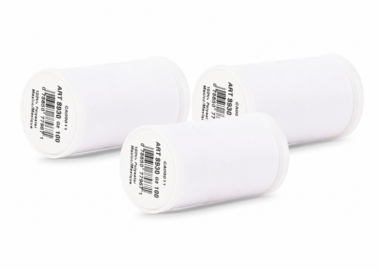 Coats S930 Dual Duty XP All-Purpose Poly Wrapped Poly Core Thread - Tex 30 - 500 Yds. - White 3 Pack