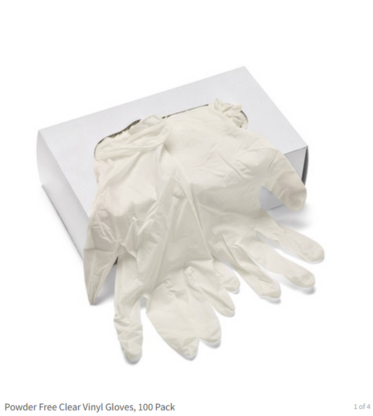 Powder Free  Disposable Gloves, Large, Medium, Small Clear, 100/Box
